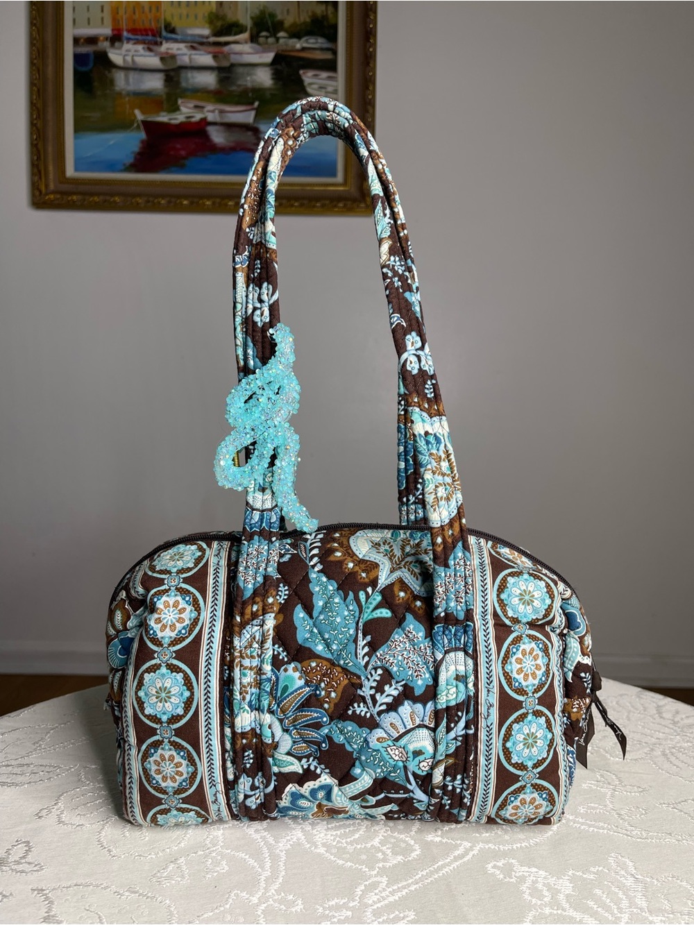 🎨 Vera Bradley Mini Duffel Shoulder Bag in "Java Blue" 🎨